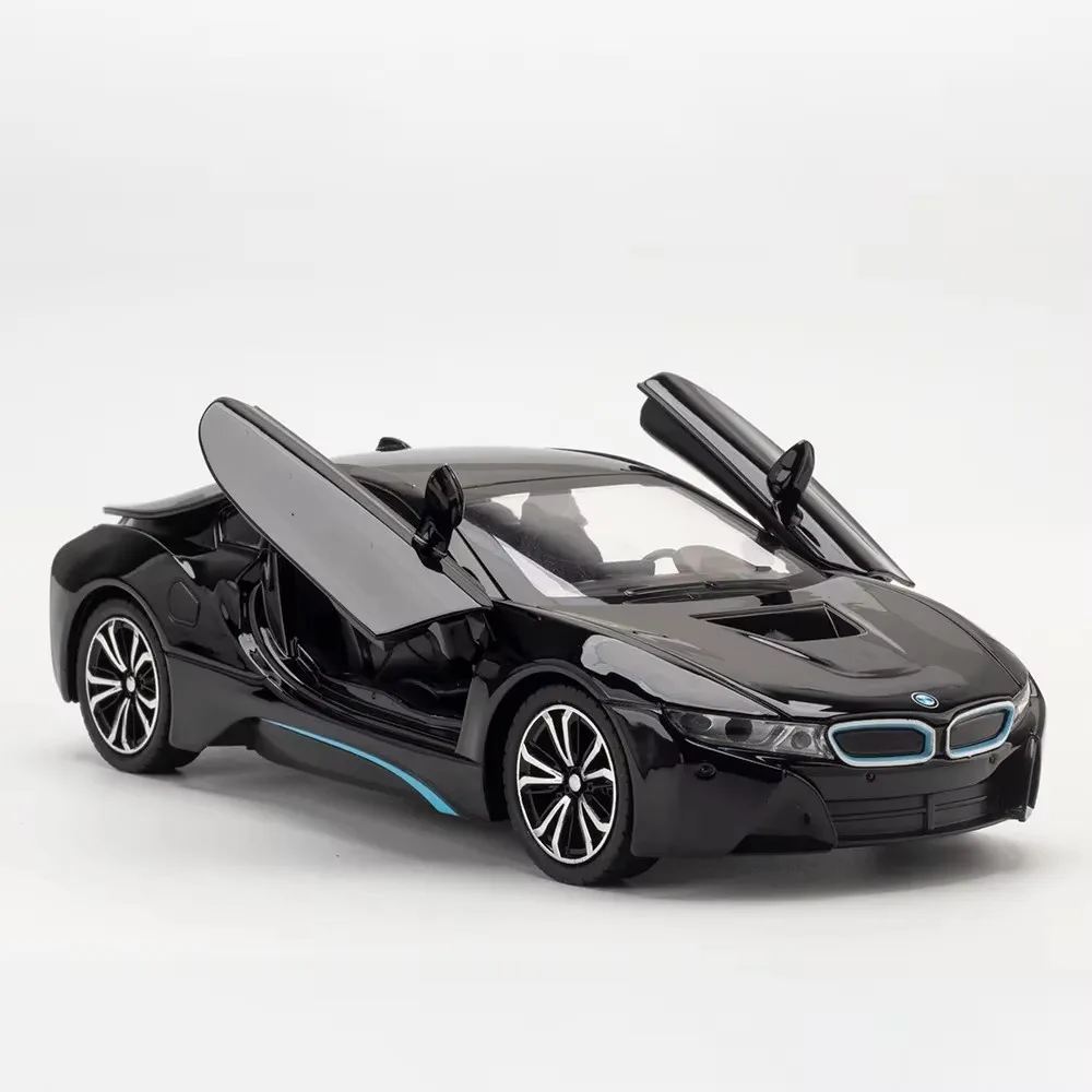 (i8 Preto) Miniatura De Carro Esportivo Em Escala 1:22, Com Efeitos Sonoros E Luminosos, Pneus De Borracha E Carroceria De Liga Metálica.