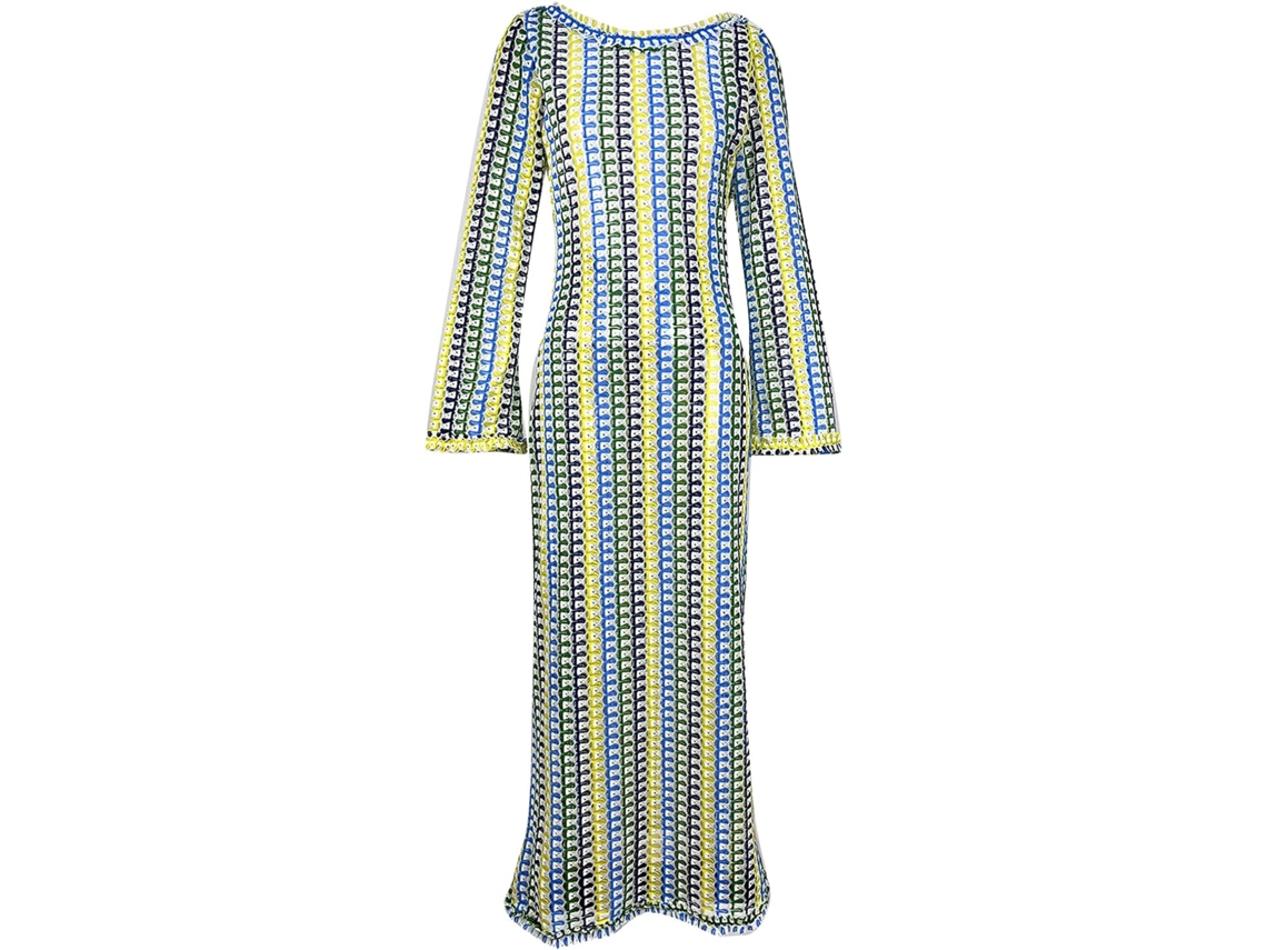 Maiô feminino de manga comprida vestido de praia vazado costas abertas SFUSHOS