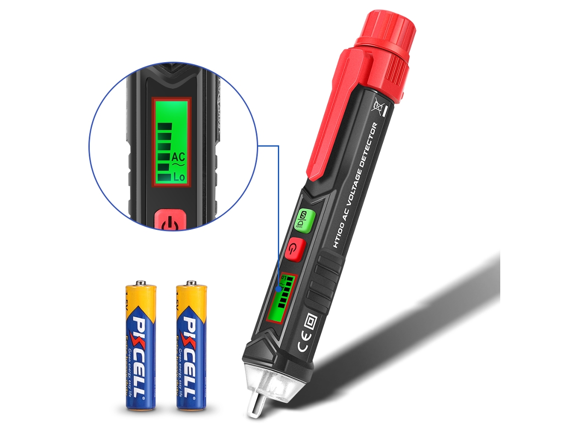 Lápis De Teste De Voltagem Sem Contato Inteligente Com Luz Led, Display Lcd, Duas Faixas, Sensibilidade Ajustável E Desligamento Automático