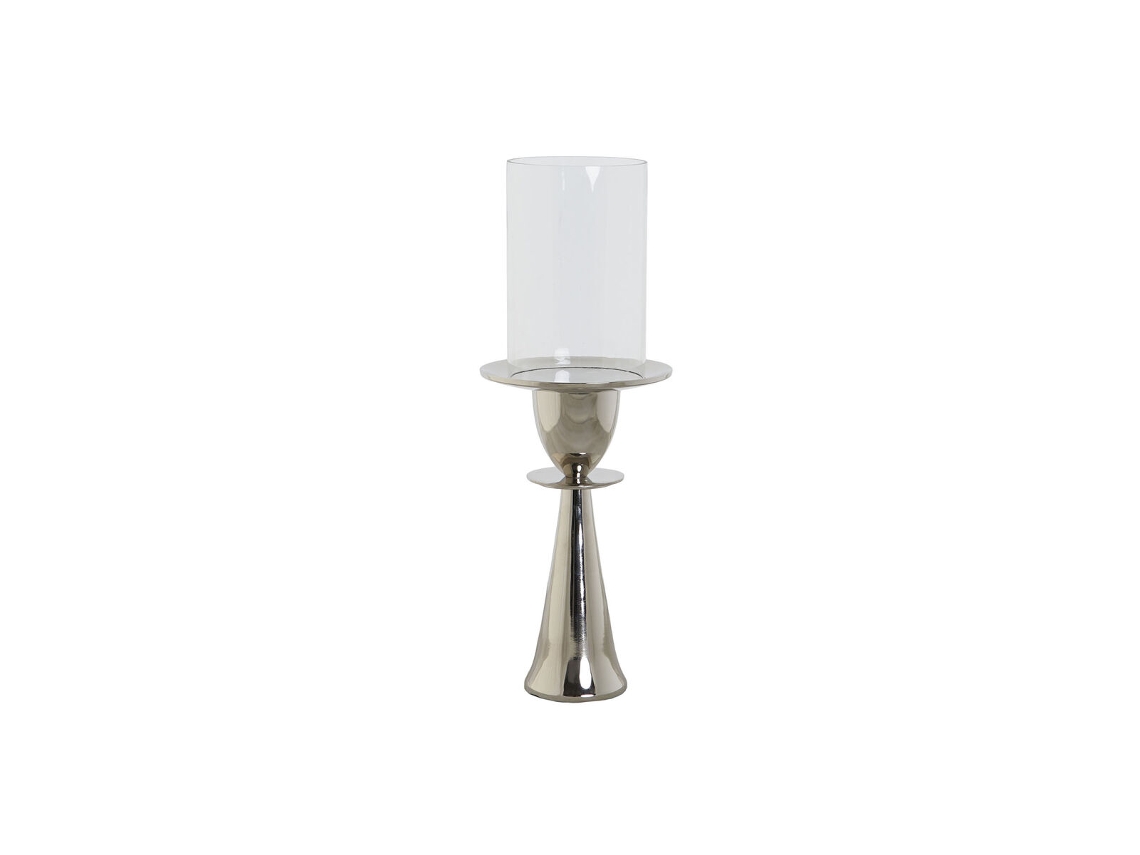 Castiçais Dkd Home Decor Prated Alumínio Vidro 14 X 14 X 38 Cm