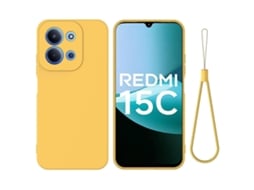 Capa Traseira De Silicone Líquido Com Alça De Mão, Amarela, Para Xiaomi Redmi 15c 5g (ue) (173 Mm) / 15c 4g (ue) (173 Mm)