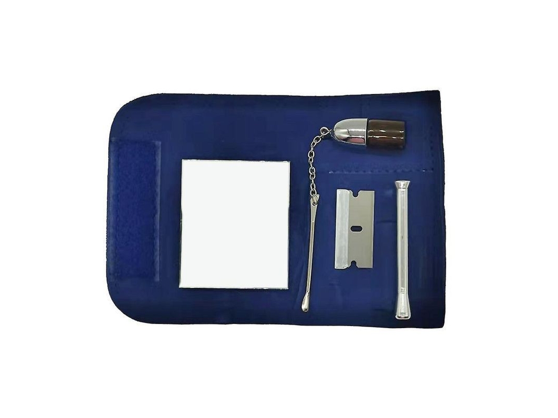 Set De Fumar De Cuero 5 Piezas Con Maletín Para Tabaco Y Accesorios Formax420 Azul