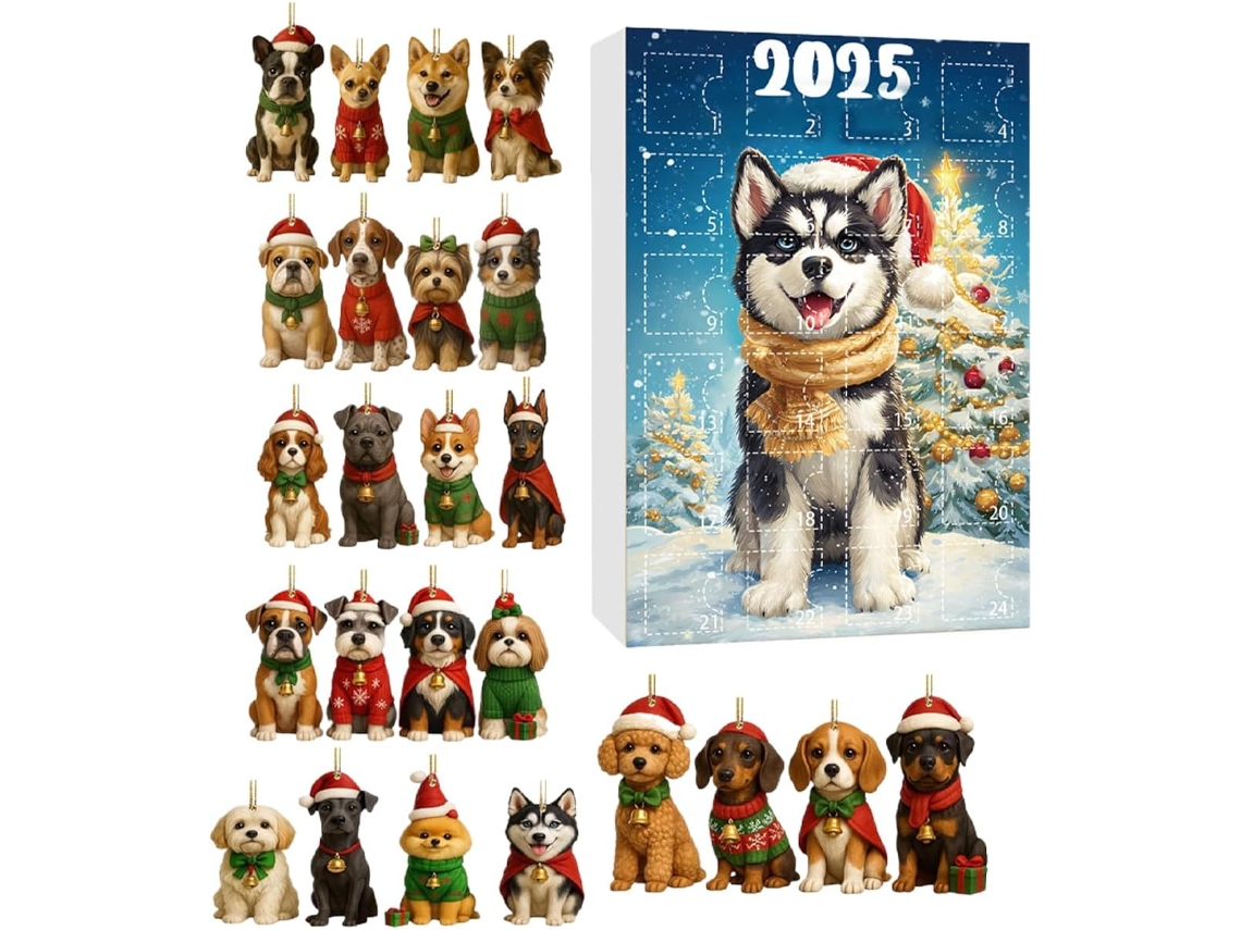 Calend Rio do Advento de Natal 2025 para C Es Decora o Fofa em Acr Lico 2d com 24 Dias Enfeites Ideais Anivers Rios VAYOTOY