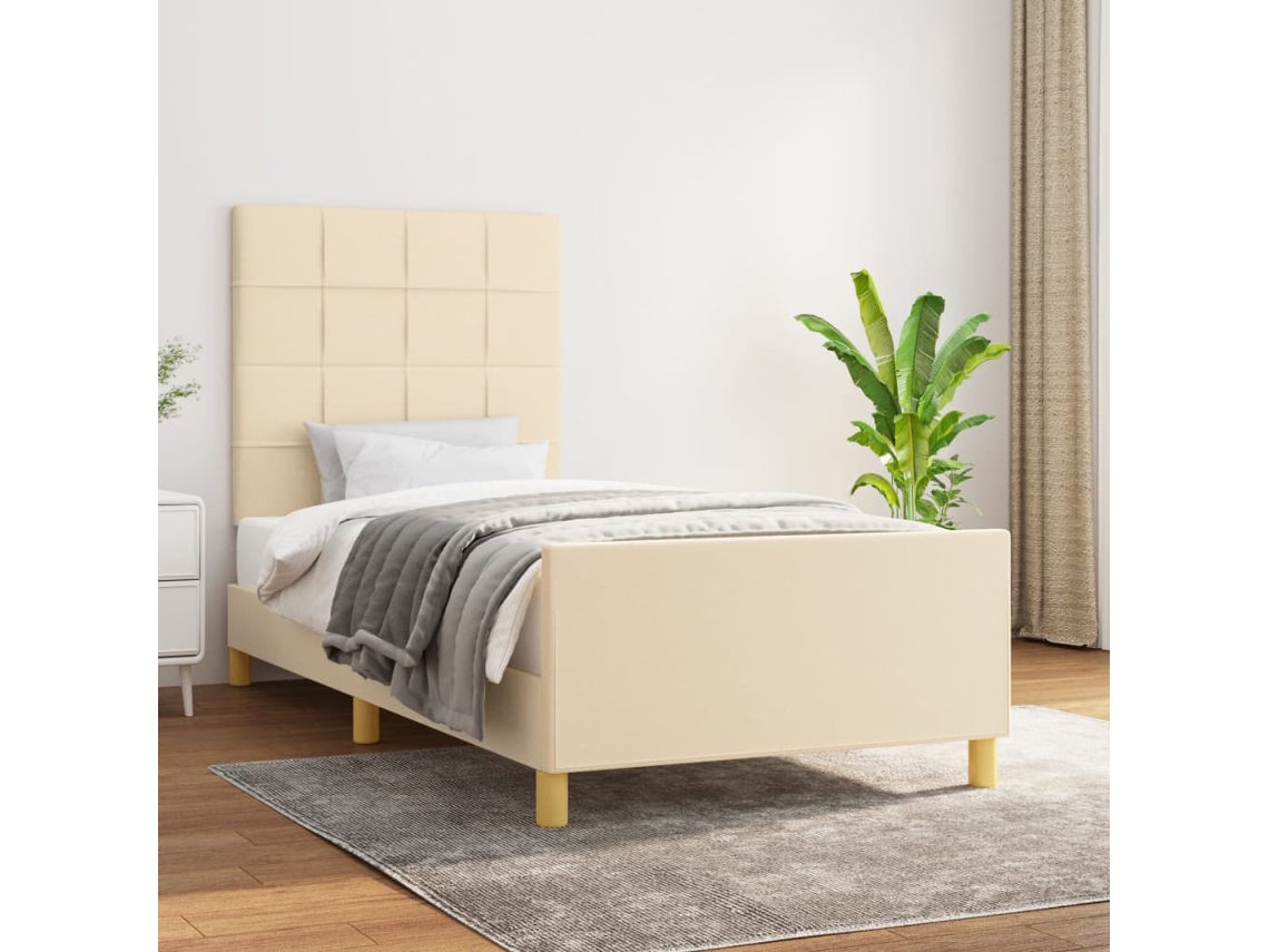 Vidaxl Estrutura De Cama Sem Colchão 100x200 Cm Tecido Cor Creme