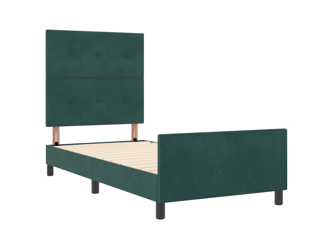 Conjunto 1 Cama Moderna Vidaxl Verde Veludo (90 X 190 Cm)