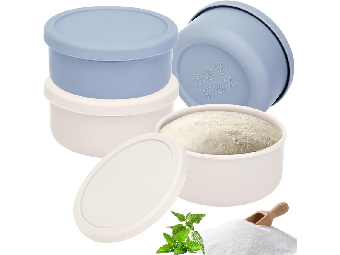 Caixa Para Bolas De Massa Com Tampa - 4 Peças - Antiaderente Silicone - 700ml