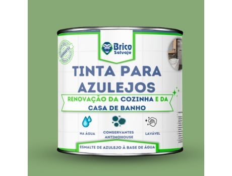 Tinta para azulejos Salvia BRILHANTE 4 L BRICOSALVAJE, Conservante anti-mofo, fácil aplicação