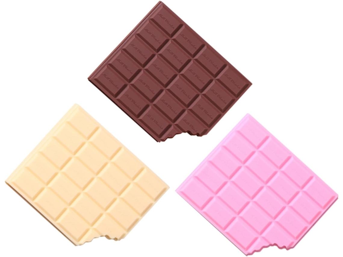 Conjunto de 3 blocos de notas criativos em formato de chocolate, tamanho portátil, capa original de chocolate.