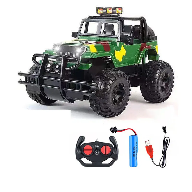 Carro off-road com controle remoto de 4 canais e 2.4g, carregamento USB.