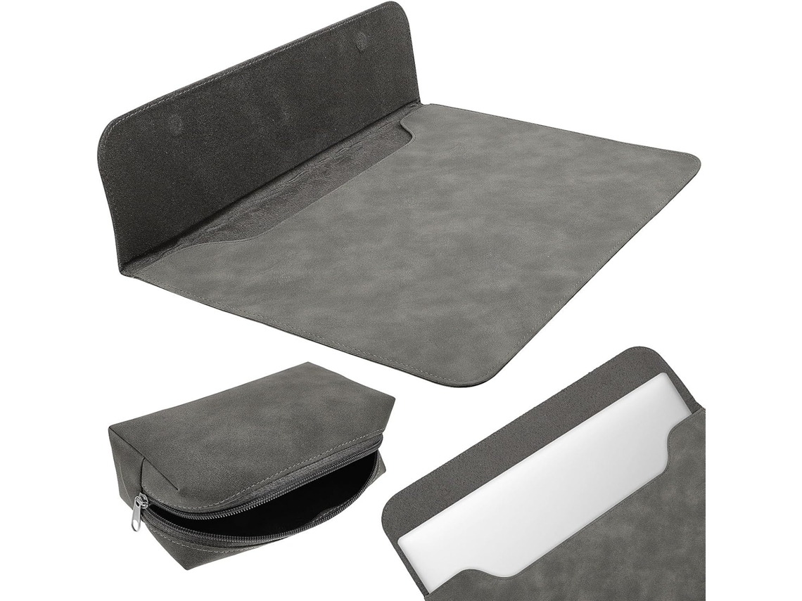 Bolsa Fina De Couro Para Laptop De 13,3 Polegadas, Em Couro Pu Cinza
