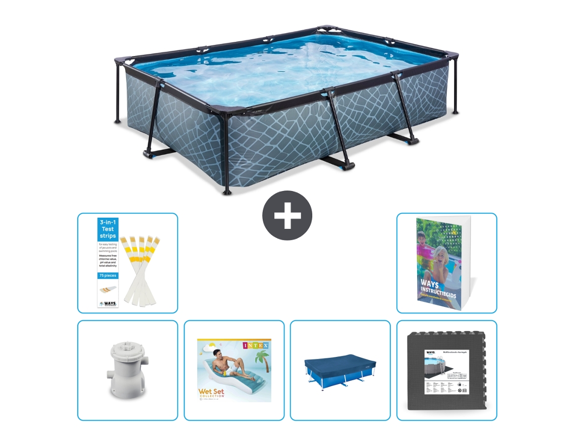 Piscina EXIT Retangular Efeito Pedra 300x200x65 Cm 5 peças