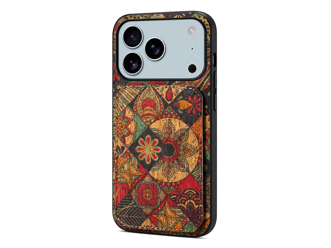 Capa Para Iphone 17 Pro Compatível Com Suporte Para Cartão, Estampa Floral, Em Couro, Cor Amarela Outono