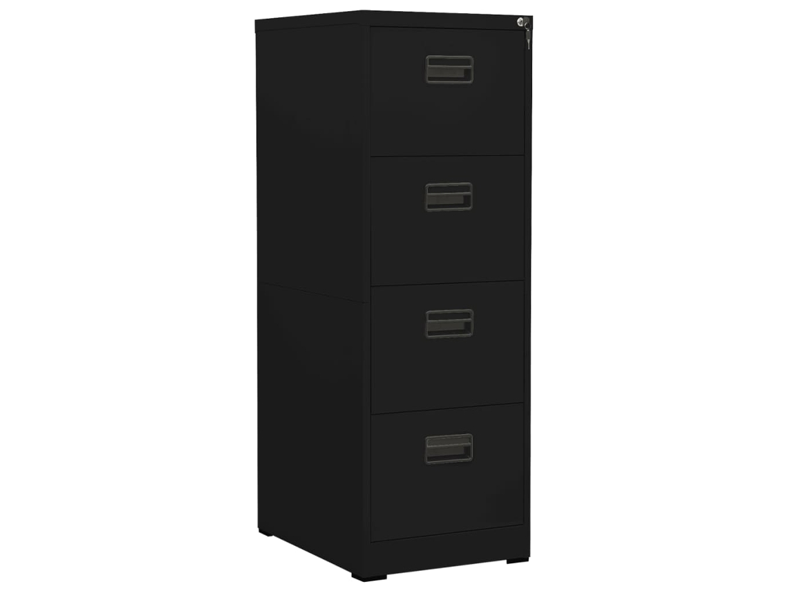 Filing Cabinet, Filing Cabinets Vidaxl Preto Aço (46 X 62 X 133 Cm)