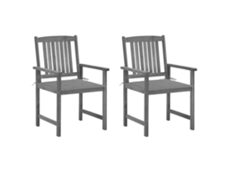 Vidaxl Cadeiras De Jardim Com Almofadões 2 Pcs Acácia Maciça Cinza