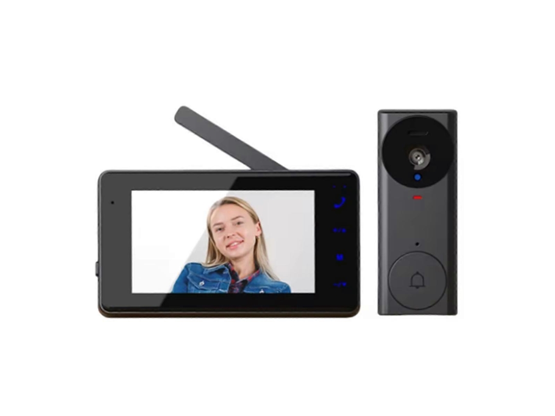Lurelia Videoporteiro Inteligente, Hd, Wi-fi 2,4ghz, Visão Noturna, Sem Fios, Ecrã 4,3 Polegadas, Preto