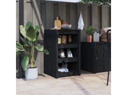 Vidaxl Armário De Cozinha P/ Exterior Meppel 55x55x92 Cm Pinho Maciço Preto