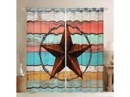 Cortinas Infantis Western Texas Star Com Bloqueio De Luz, Design Rústico De Celeiro Madeira, Para Meninas, Meninos E