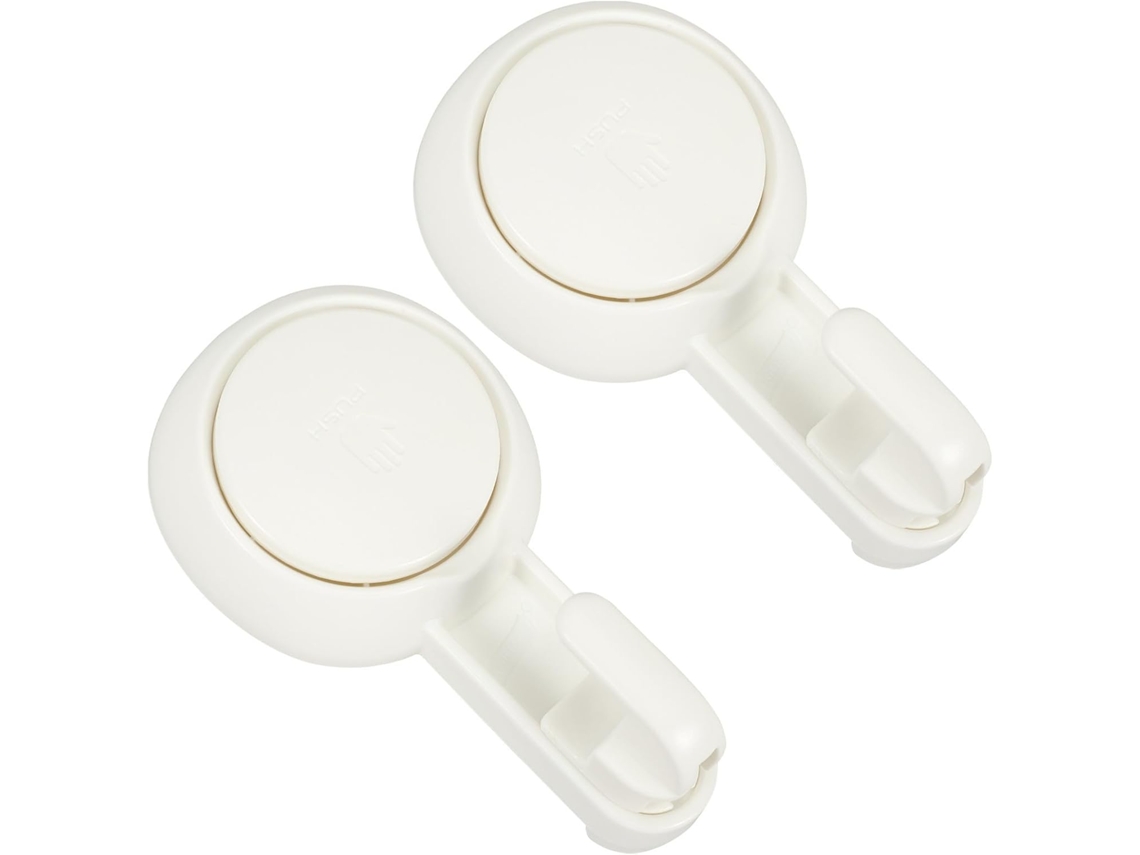 Ganchos De Ventosa Compactos, 2 Unidades, Brancos, Em Abs Resistente,