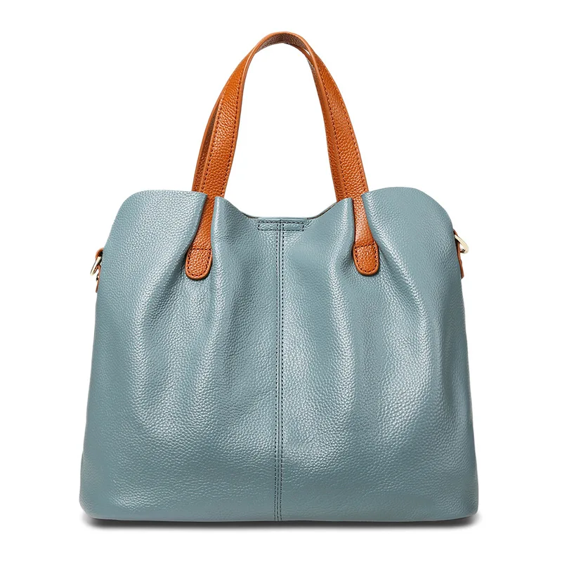 (m156-azul) Bolsa De Ombro Feminina De Luxo, 100% Couro Genuíno, Em Couro Bovino De Alta Qualidade.