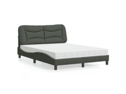 Vidaxl Cama Com Colchão Hvar 140x200 Cm Tecido Cinzento-escuro