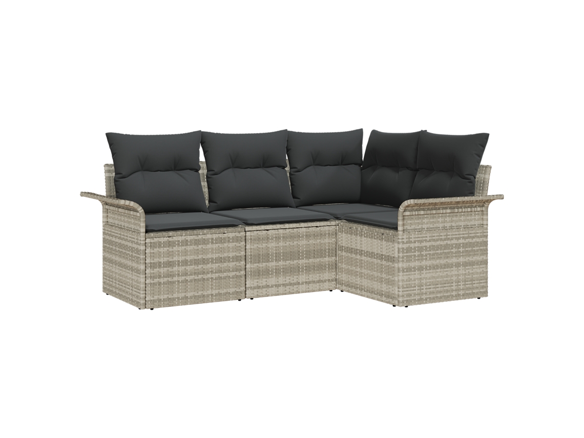 Conjunto 4 Conjunto De Sofá De Jardim Vidaxl Cinzento-claro Vime Pe (187,5 X 132,5 X 85 Cm)