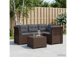 Vidaxl Sofá De Jardim Para 4 Pessoas Com Almofadas Estilo Rattan Pp