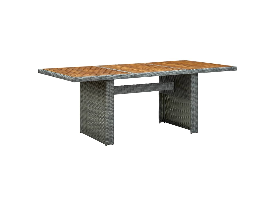 Vidaxl Mesa De Jardim Vime Pe/madeira Acácia Maciça Cinzento-claro