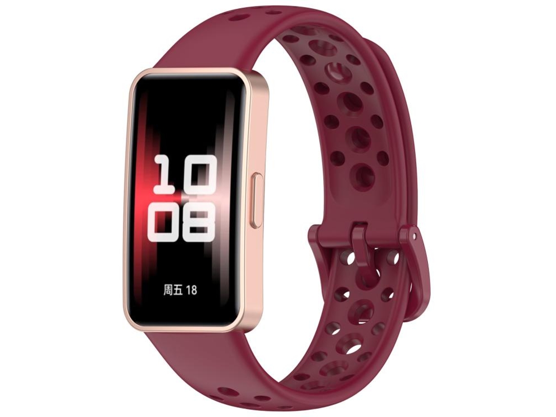 Bracelete para Huawei Band 10 / 9 / 8 Silicone Respirável Estilo Hole Vinho Tinto XIAOMOYU