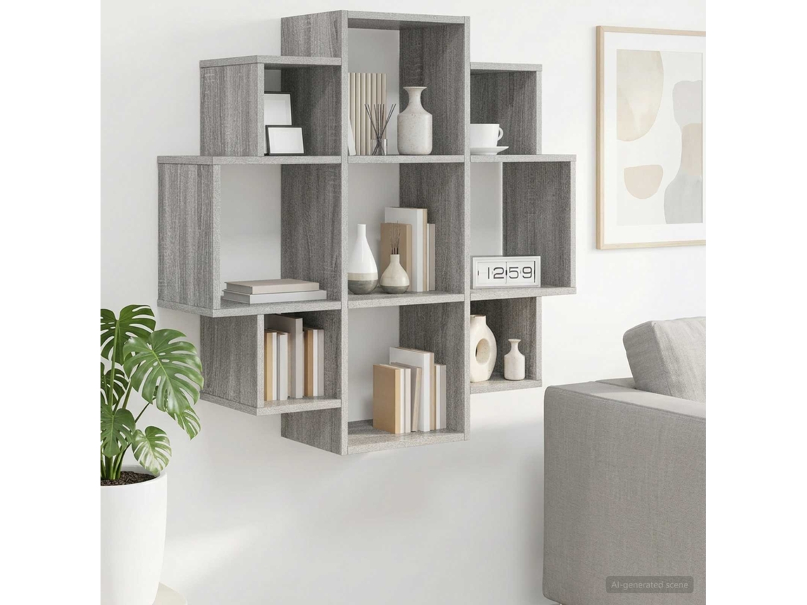 Vidaxl Prateleira De Parede Sonoma Cinzento 90 X 25 X 90 Cm