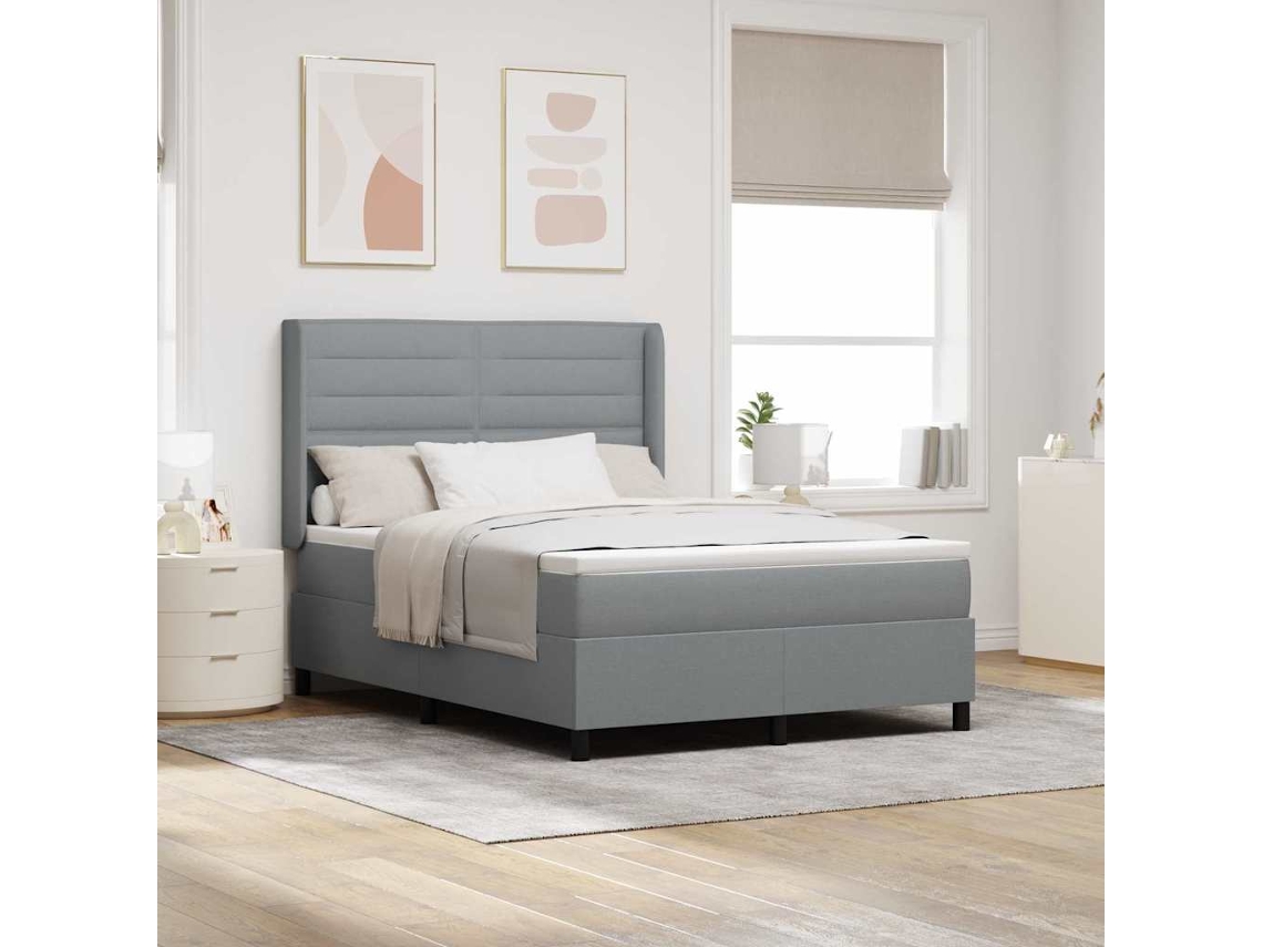 Vidaxl Cama Box Com Almofada Manual Cinzento-claro 200 X 160 Cm Tecido