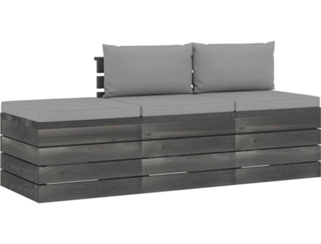 VIDAXL - Conjunto de Jardim  Lounge (Cinzento - Madeira - 60x65x71.5 cm - 3 Peças) Conjunto de Jardim  Lounge (Cinzento - Madeira - 60x65x71.5 cm - 3 Peças)