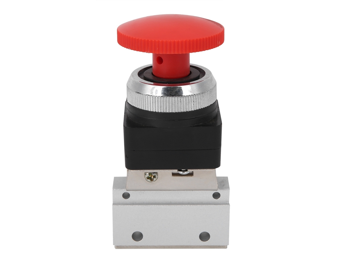 Válvula Mecânica Pneumática Mov-03eb Botão Cogumelo Roscado G1/8 2-vias