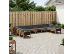 Vidaxl Conjunto De Sofás Para Exterior 10 Unid. Natural E Antracite