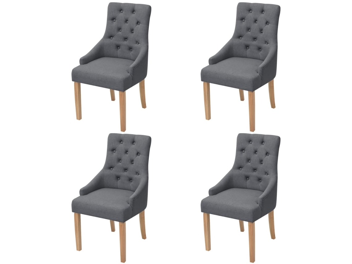 Vidaxl Cadeiras De Jantar 4 Pcs Tecido Cinzento-escuro