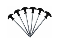 Estacas de Barraca Reforçadas em Metal, Aço Forjado, com Ganchos, para Camping, Lonas e Praia AQUAFORGE