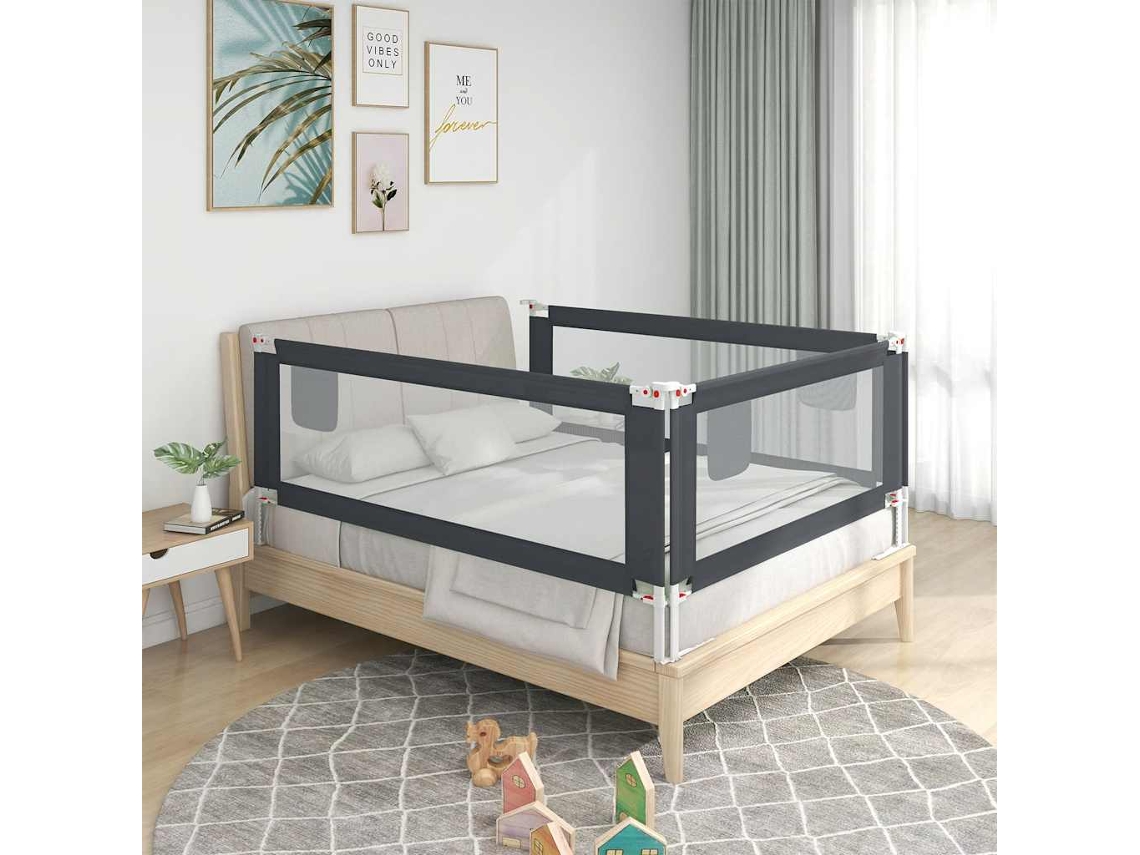 Barra Seguranã§a P/ Cama Infantil Tecido 120x25 Cm Cinza Escuro DKD HOME DECOR