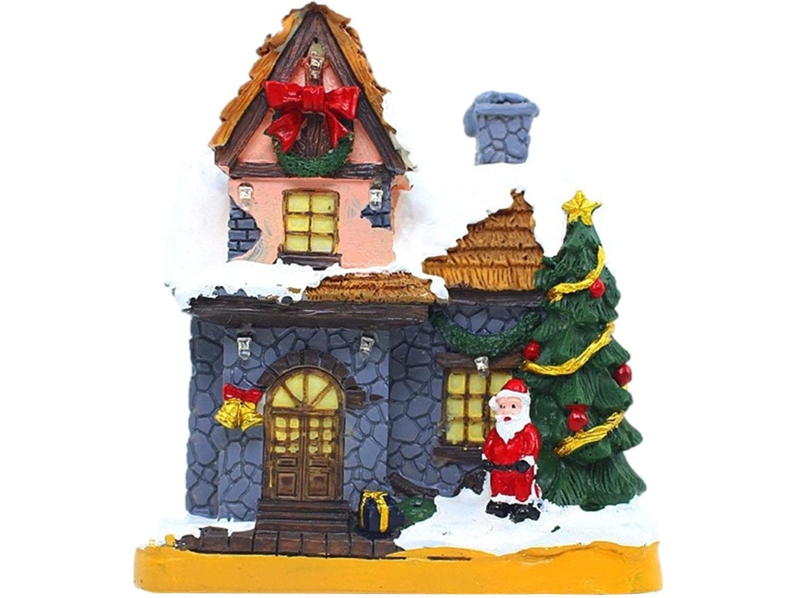 KOFIHETY Casa Da Aldeia De Natal, Decoração Iluminada Requintada De Led Para Decoração Para Casa, Bateria Operada Com Luz Branca Quente, Resina De Materiais Pr