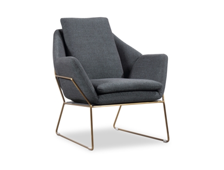 Poltrona Estofada Cinza Antracite Tuy PÄRUMM 78X78X77 Cm Com Pés de Metal
