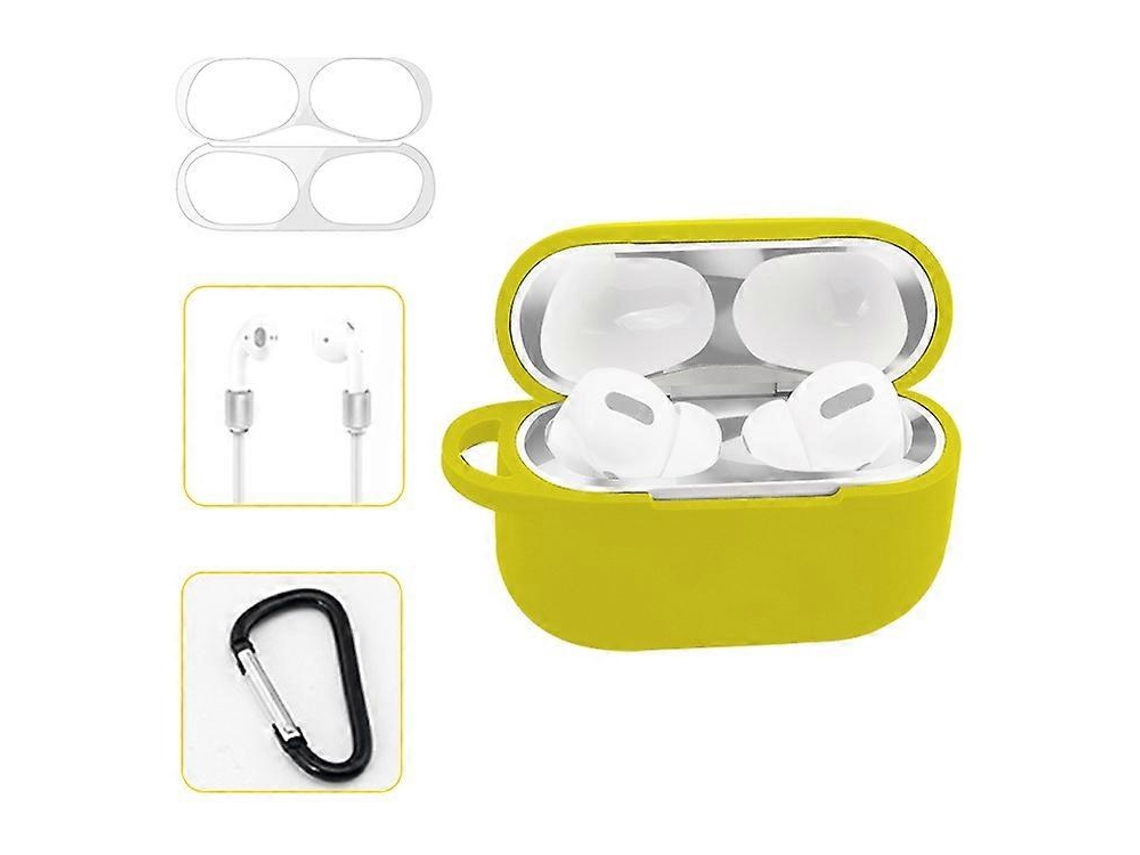 Capa de silicone para proteção de fones de ouvido AirPods Pro, sem necessidade de limpeza, com gancho e cordão antirriscos. GIECY