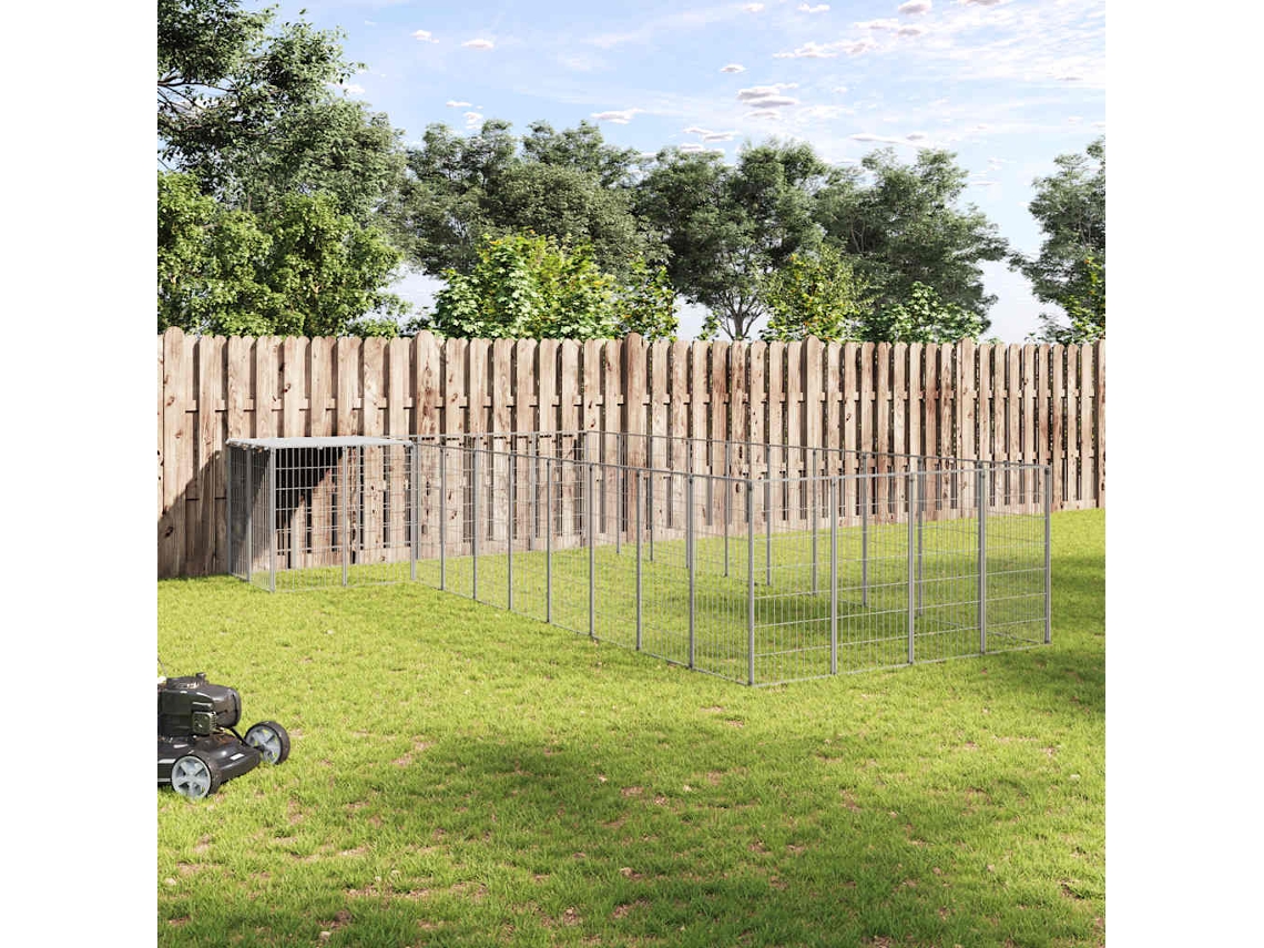 Vidaxl Canil 13,31 M² Aço Prateado