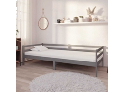 Vidaxl Sofá-cama 90x200 Cm Madeira De Pinho Maciça Cinzento