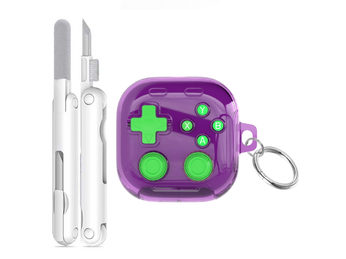 Capa CZHHMART para Samsung Buds 4/4 Pro com Caneta de Limpeza (roxa transparente)
