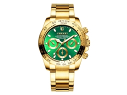 Relógio de pulso masculino elegante, à prova d'água, com revestimento em ouro (mostrador verde)