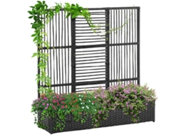 Vaso com Treliça BTFORUS resistente às intempéries polirrattan 103x29x103cm preto
