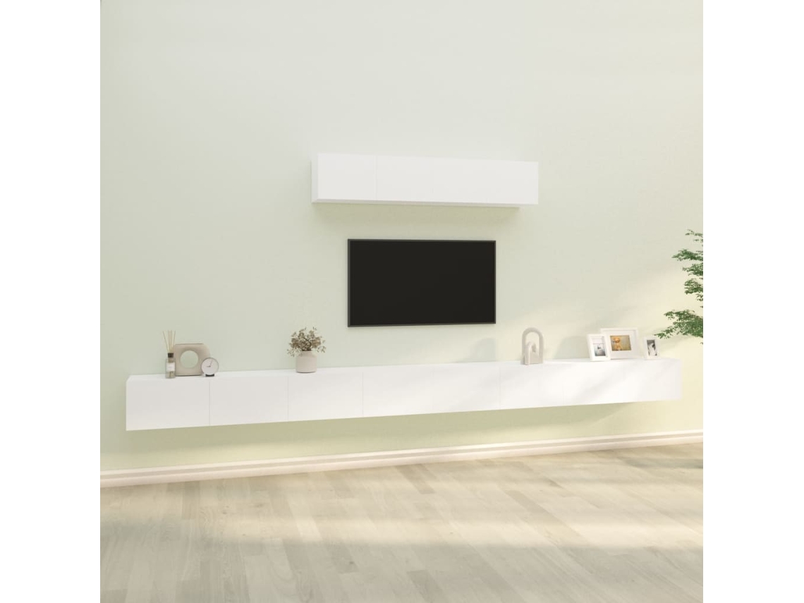 Vidaxl Conjunto Móveis De Tv 6 Pcs Madeira Processada Branco