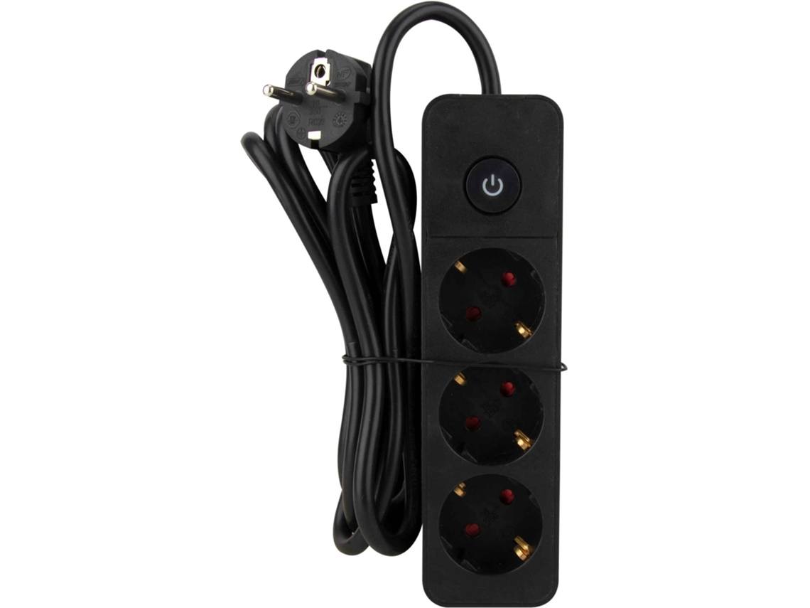 Bloco 3 Tomadas Com Interruptor Preto 2mts Boost