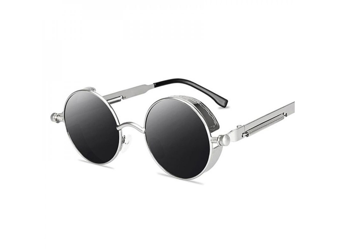2026-gafas De Sol Redondas Steampunk Góticas Vintage Metal Unisex Retro Diseño Espejo Brand Gris Plata