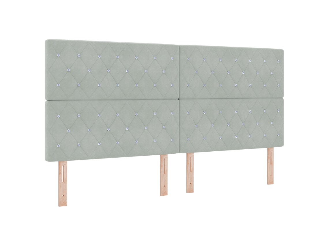 Conjunto 1 Cabeceira Estofada Vidaxl Cinzento-claro Veludo (200 Cm)