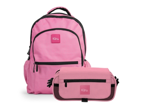 Grafoplás Kuru - Pack Escolar Económico com Mochila 25L e Estojo Triplo. Rosa