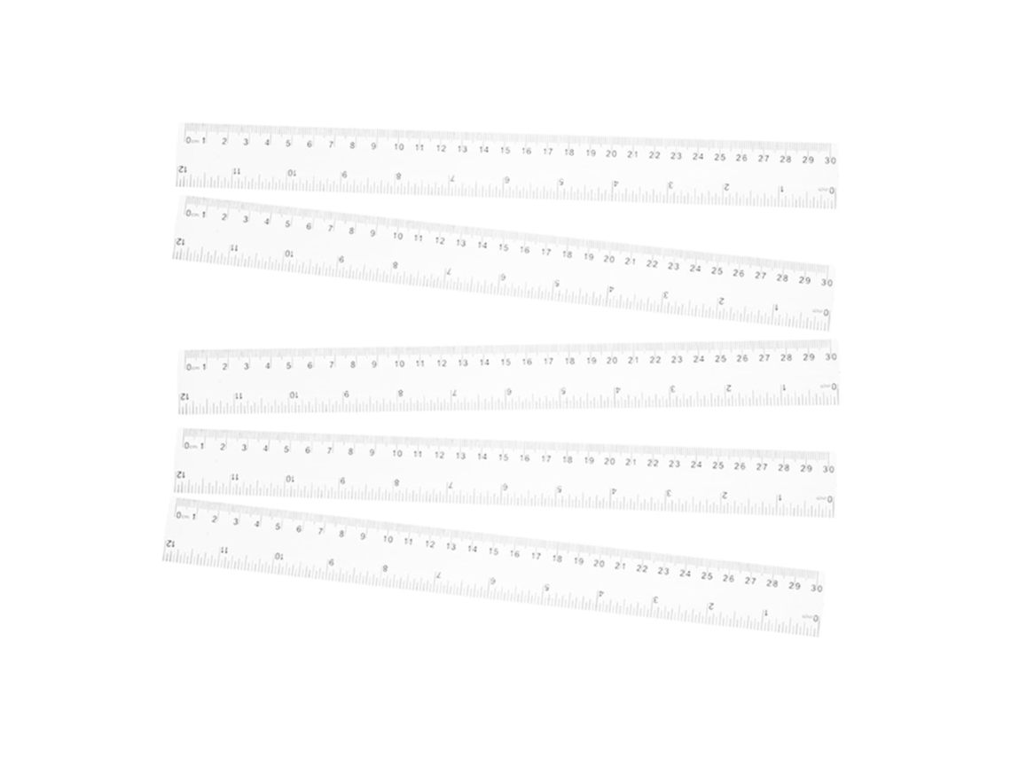 Régua de plástico transparente Nuobesty, conjunto de 5 peças, para medir linhas e centímetros, ideal para
